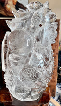 Load image into Gallery viewer, Custom design; master carved AAA grade Clear Quartz water dragon with ingots
