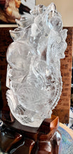 Load image into Gallery viewer, Custom design; master carved AAA grade Clear Quartz water dragon with ingots
