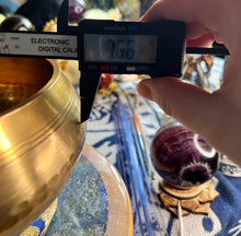 Load image into Gallery viewer, 7.7 inch handmade singing bowl from Nepal (floor model) (discounted due to use to demonstrate)
