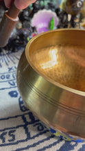 Load and play video in Gallery viewer, 7.7 inch handmade singing bowl from Nepal (floor model) (discounted due to use to demonstrate)
